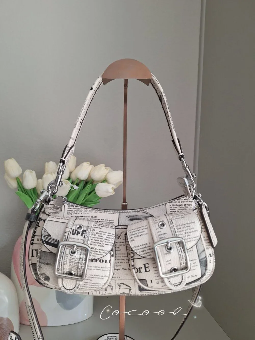 NWT Coach Ashton Shoulder Bag With Newspaper Print CDC12
